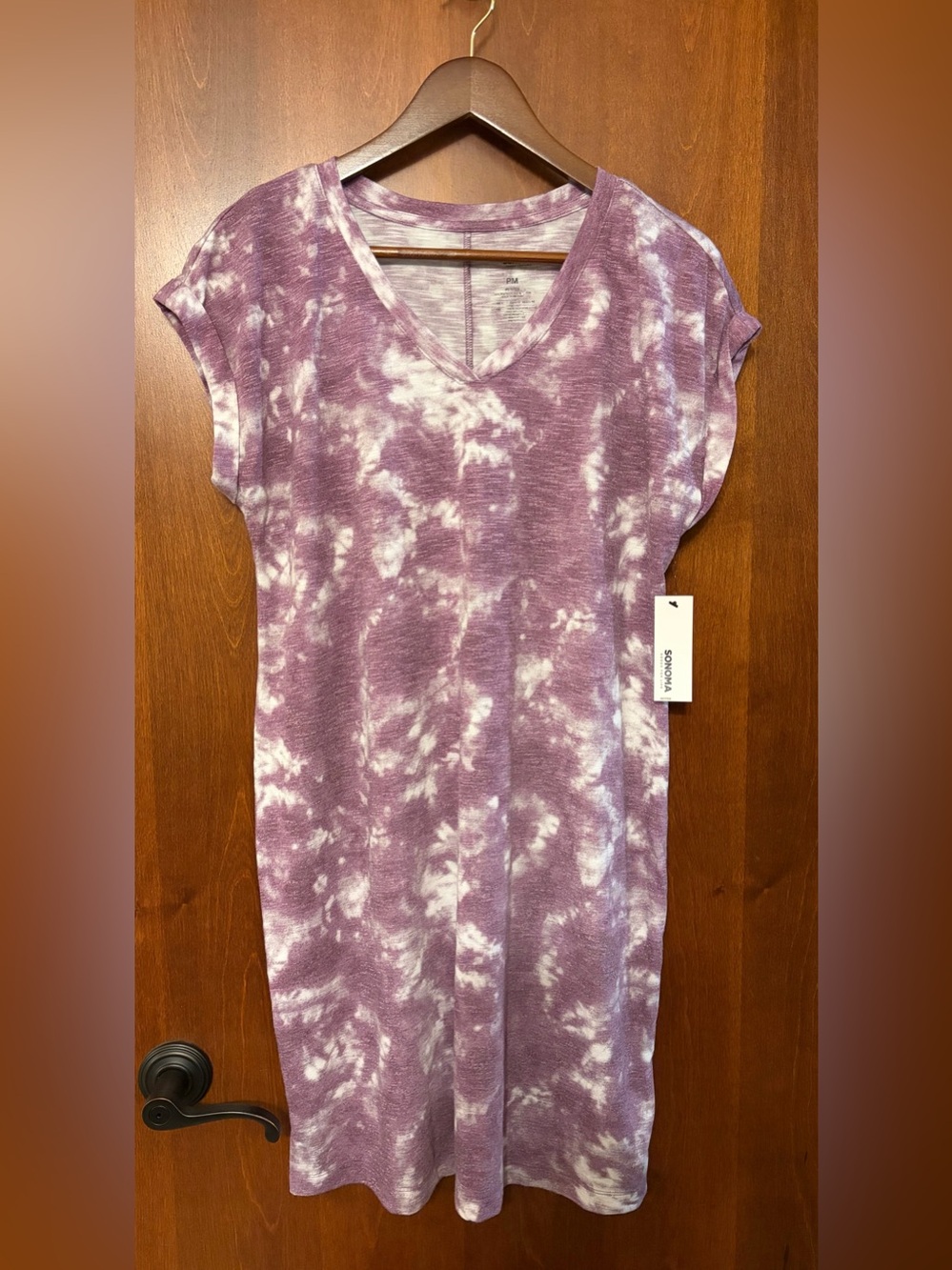 New Purple Tie-Dye V-Neck Mini Dress PM